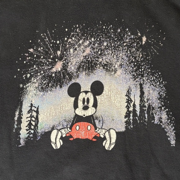 DISNEY x AE Mickey Mouse Fireworks Trees Oversized Retro Hoodie Sweatshirt XS - Picture 5 of 12